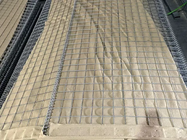 Defensive barrier panels on display.