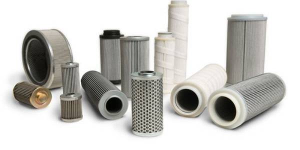 Several different types of filter elements on white background.